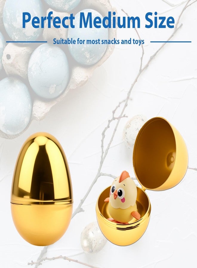 SISABAMA 15 Pcs Fillable Golden Eggs Easter Plastic Empty Large DIY Crafts Hunt Games Party Favor Stuff - Image 4